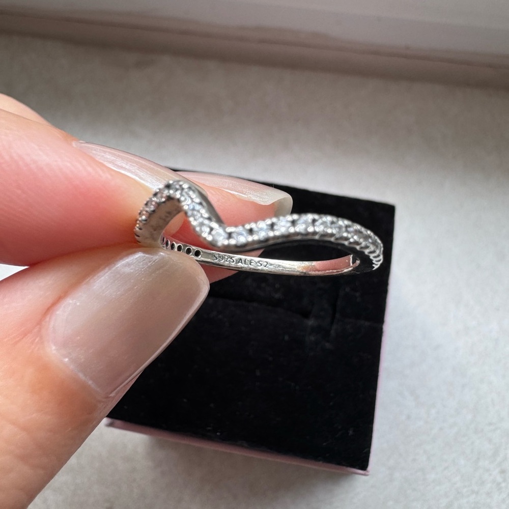Pandora Sparkle Silver Wave Ring - Picture 6 of 8